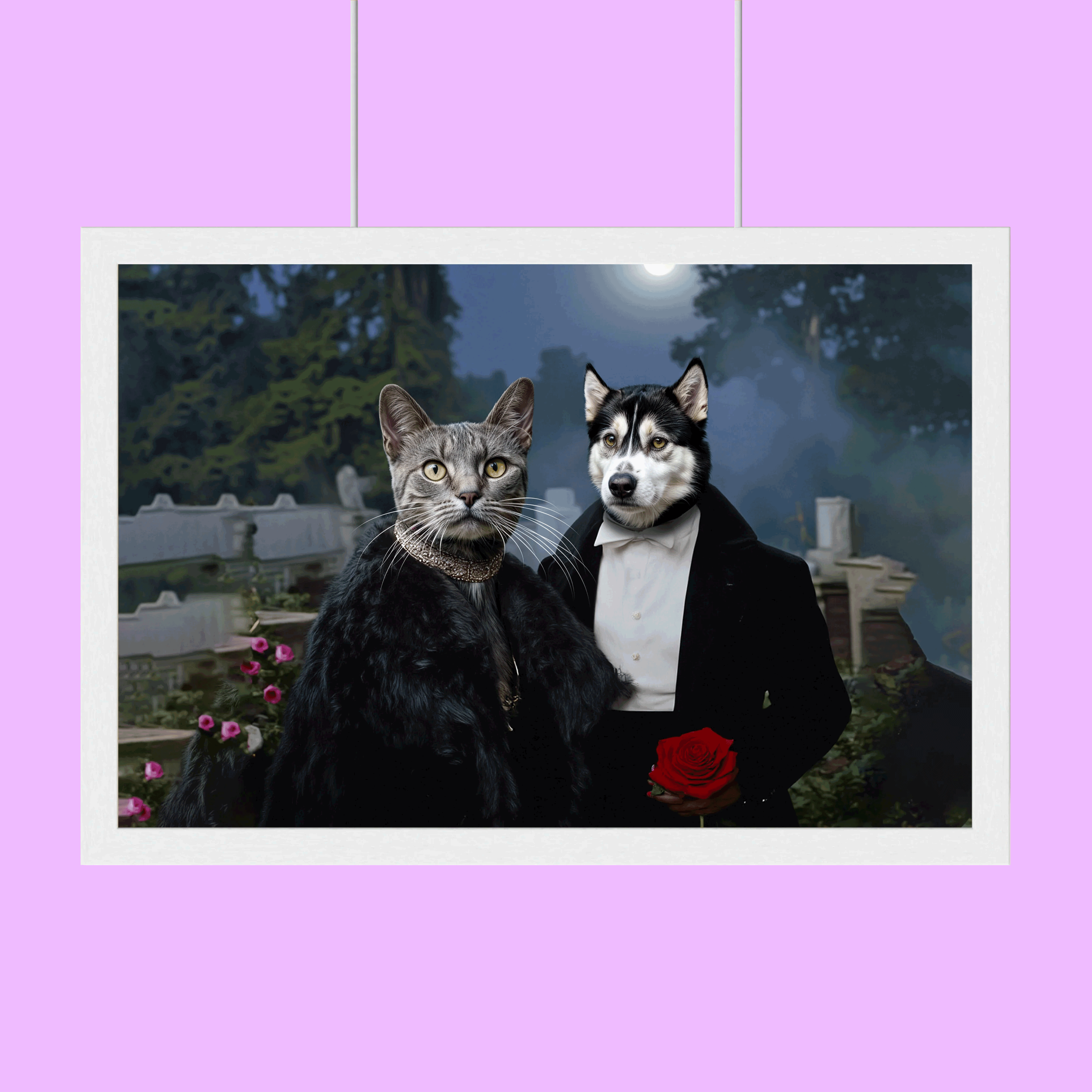 Mr & Mrs Vempire Halloween Pet Portrait - Custom Pet Portrait